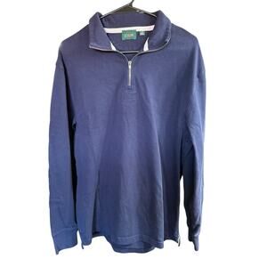 J.Crew Men’s Rugby Shirt M Solid Blue Half-Zip Pullover BJ309 Preppy Prep L/S